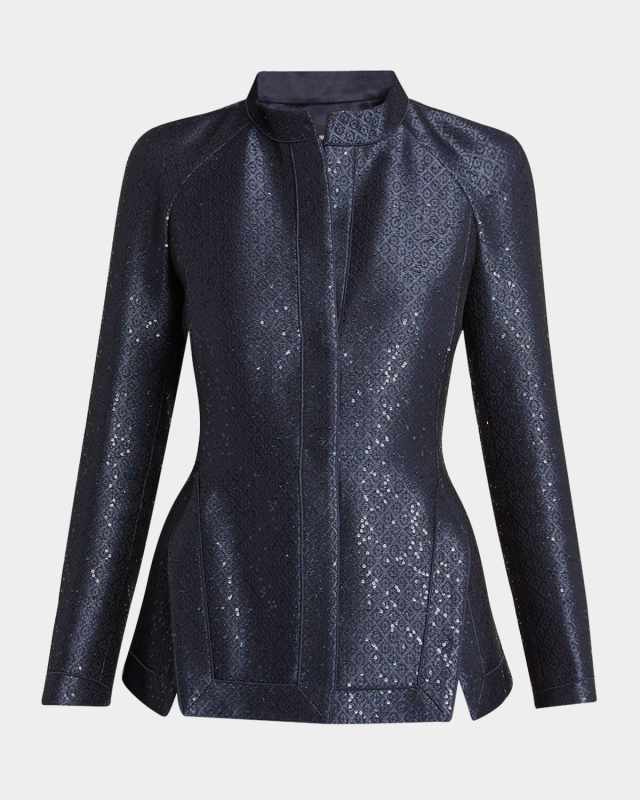Sequin Jacquard Single-Breasted Evening Jacket